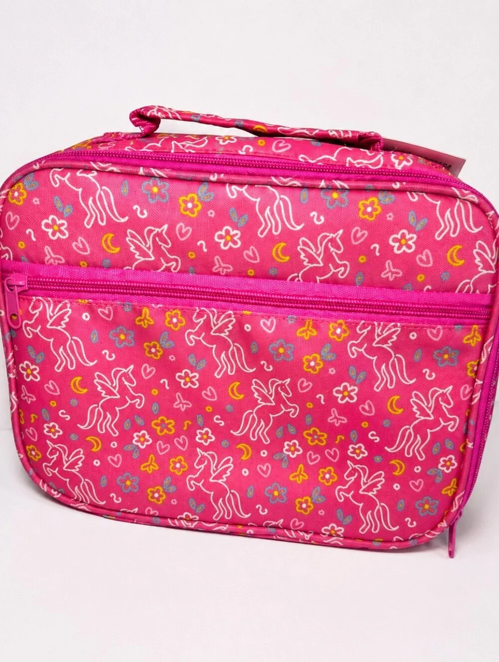 NWT Insulated Pink Unicorn Print Lunch Travel Bag School Daycare Work Sz 10.6